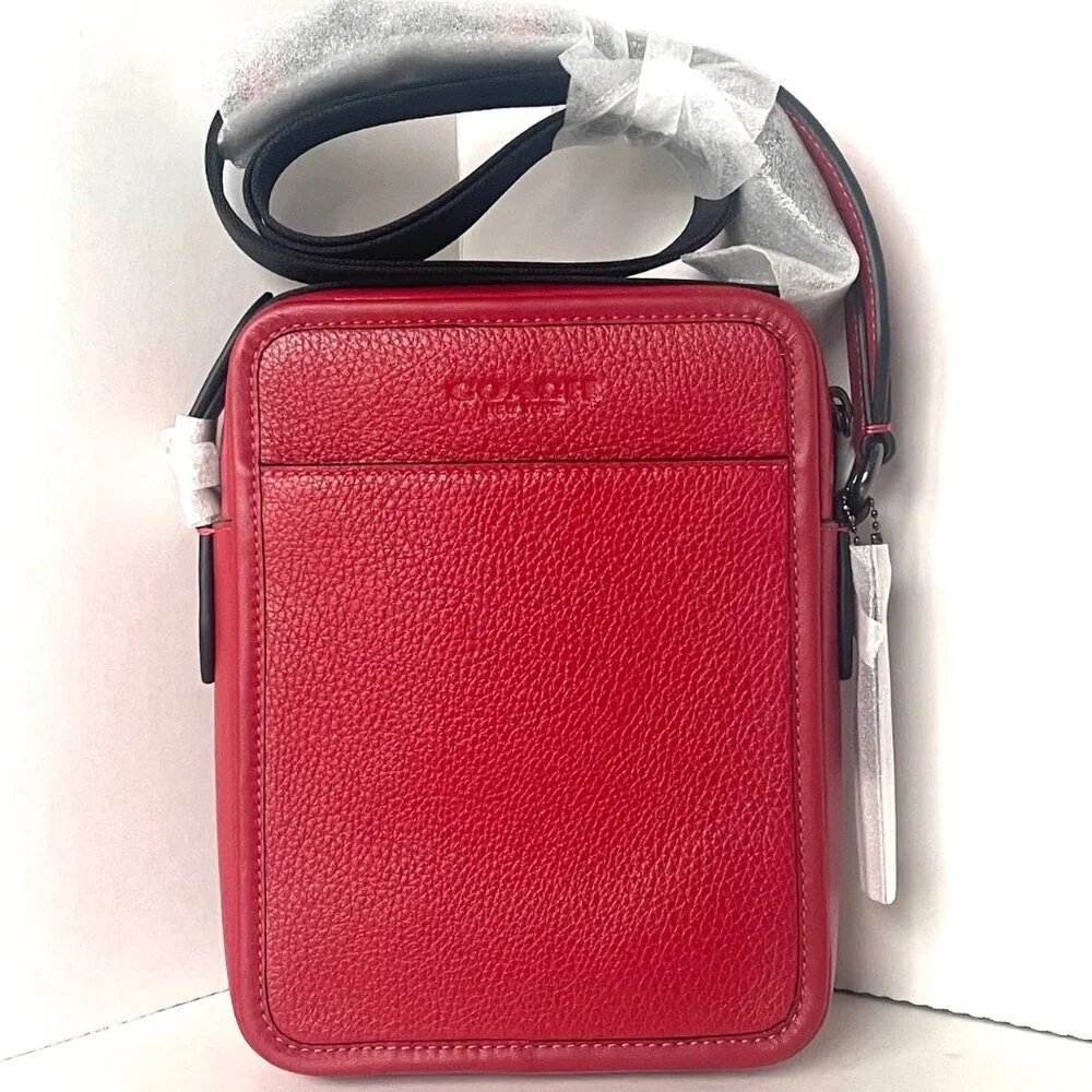 Coach Sullivan Bold Red Pebbled Leather Crossbody CAT81